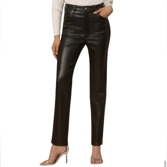 Woman’s NWTs Wrangler Black Leather Walker High Rise Slim Jeans - Picture 11 of 12